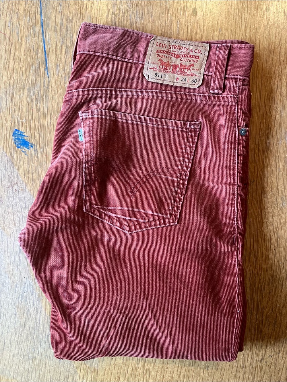 Levi's Men's Burgundy Corduroy Slim Jeans